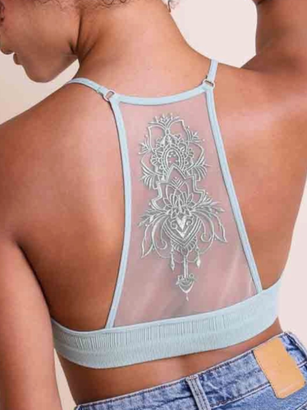 Boho minimalist racerback bralette floral - Picture 9 of 11